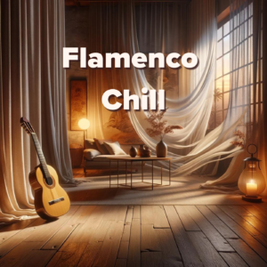 serene landscapes and guitars, symbolizing the soothing nature of Flamenco Chill.